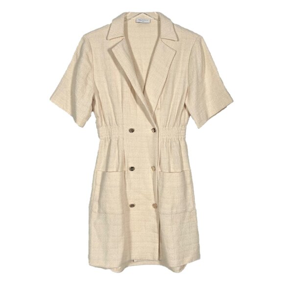 Sandro Tweed Double Breasted Collared Mini Dress Size 4 - Picture 1 of 3